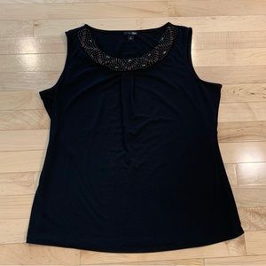 East 5th Women’s Size Large Black Sleeveless Shirt Tank Top Cute Dressy EUC